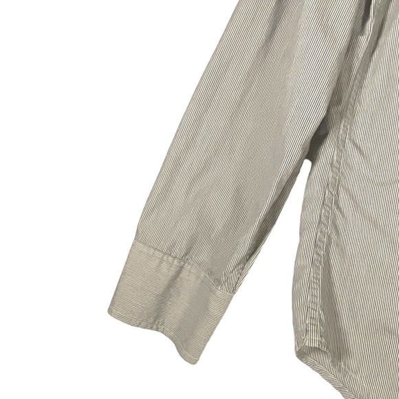 Lucky Brand Mens Sz L Pearl Snap Western Shirt Button Up Gray Striped Flaps Logo - Picture 6 of 12